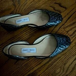 Jimmy Choo Black Textured Flats